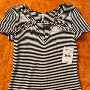 Free people black and white striped tee